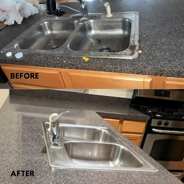 Move out cleaning of kitchen sink of an apartment in the Chicagoland area