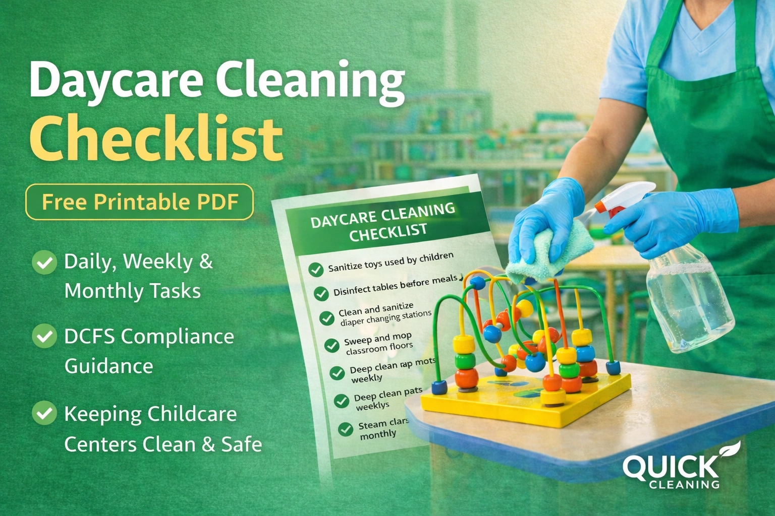 You are currently viewing Daily Daycare Cleaning Checklist: Room-by-Room Sanitation Guide